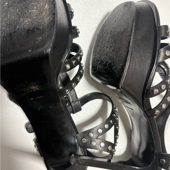 Saint Laurent Leather Studded Accents Gladiator Sandals - Picture 7 of 9